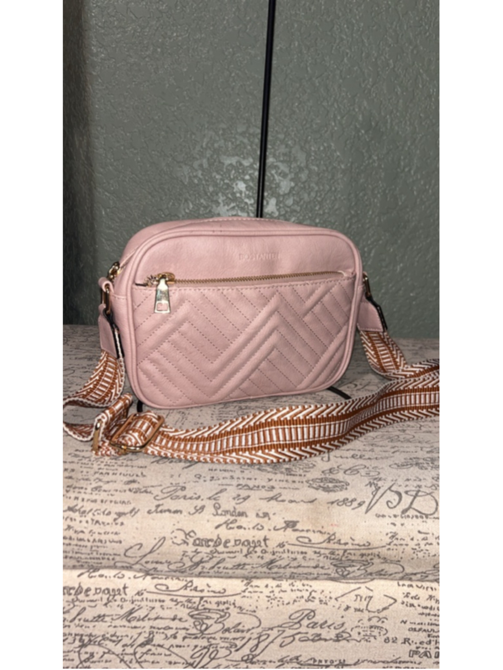 Women's BOSTANTEN Pink Crossbody Bag One Size with Brown Strap
